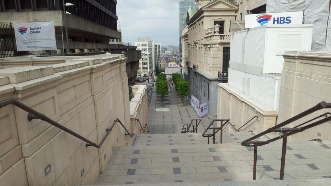 Charlotte Brontës Rue Isabelle is all hidden by buildings now: down these steps and to the left